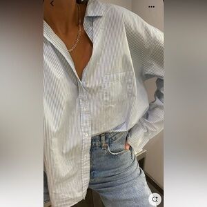 Tahari Stripped Linen Oversized Shirt